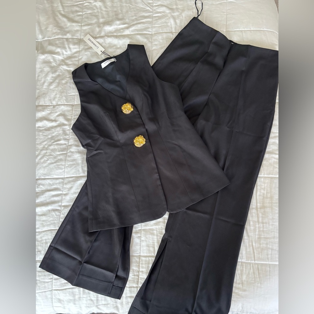 COMMENSE Woman’s Black Button Split Sleeveless Pa… - image 2